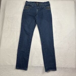 Y2K Kenneth Lopez Embroidered Skinny Jeans Women's 7/8 29" Waist x 32" Inseam